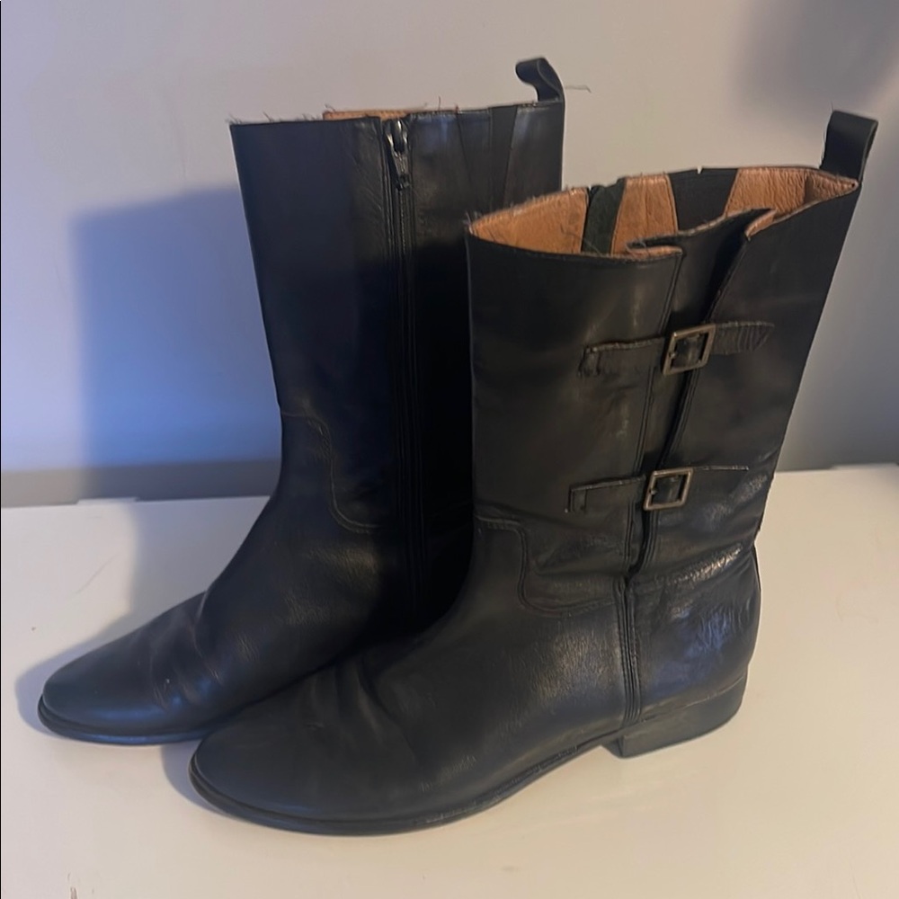 Corso Como Black High Ankle Booties Leather